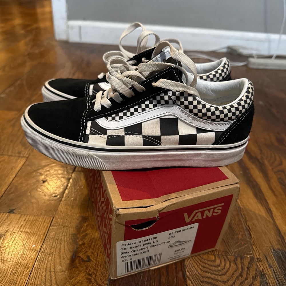 Vans Kids Classic Checkered Black and White Sneakers
